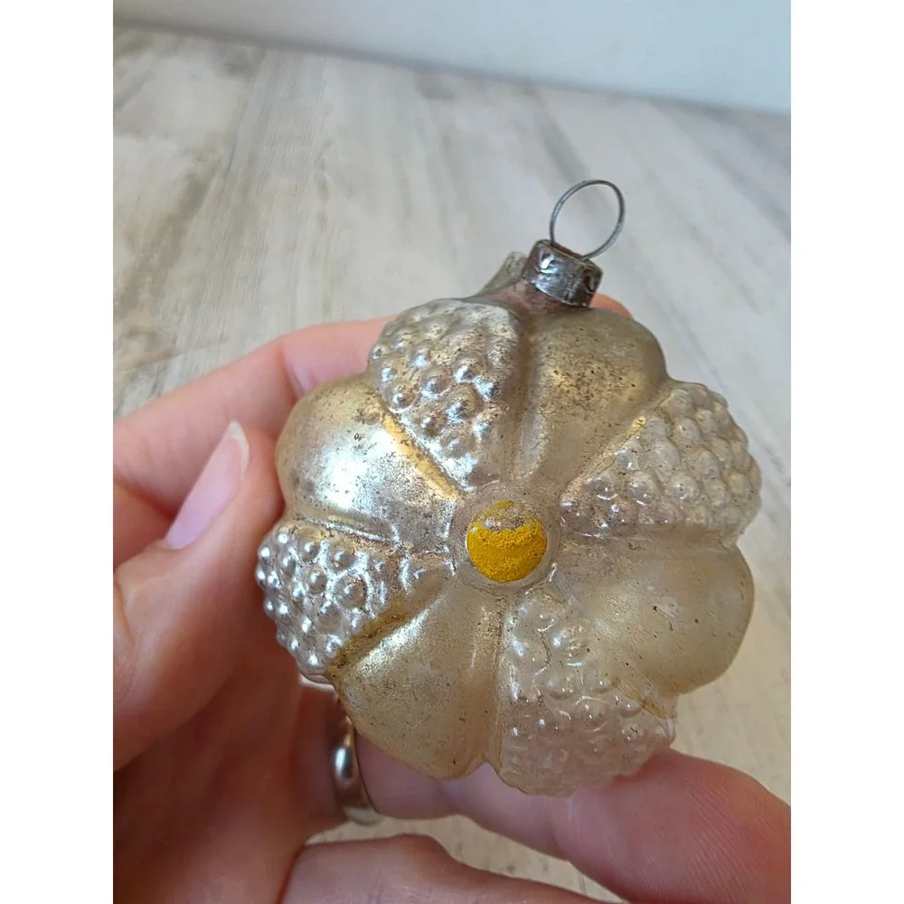 Antique AS IS Daisy mercury glass ornament Xmas tree